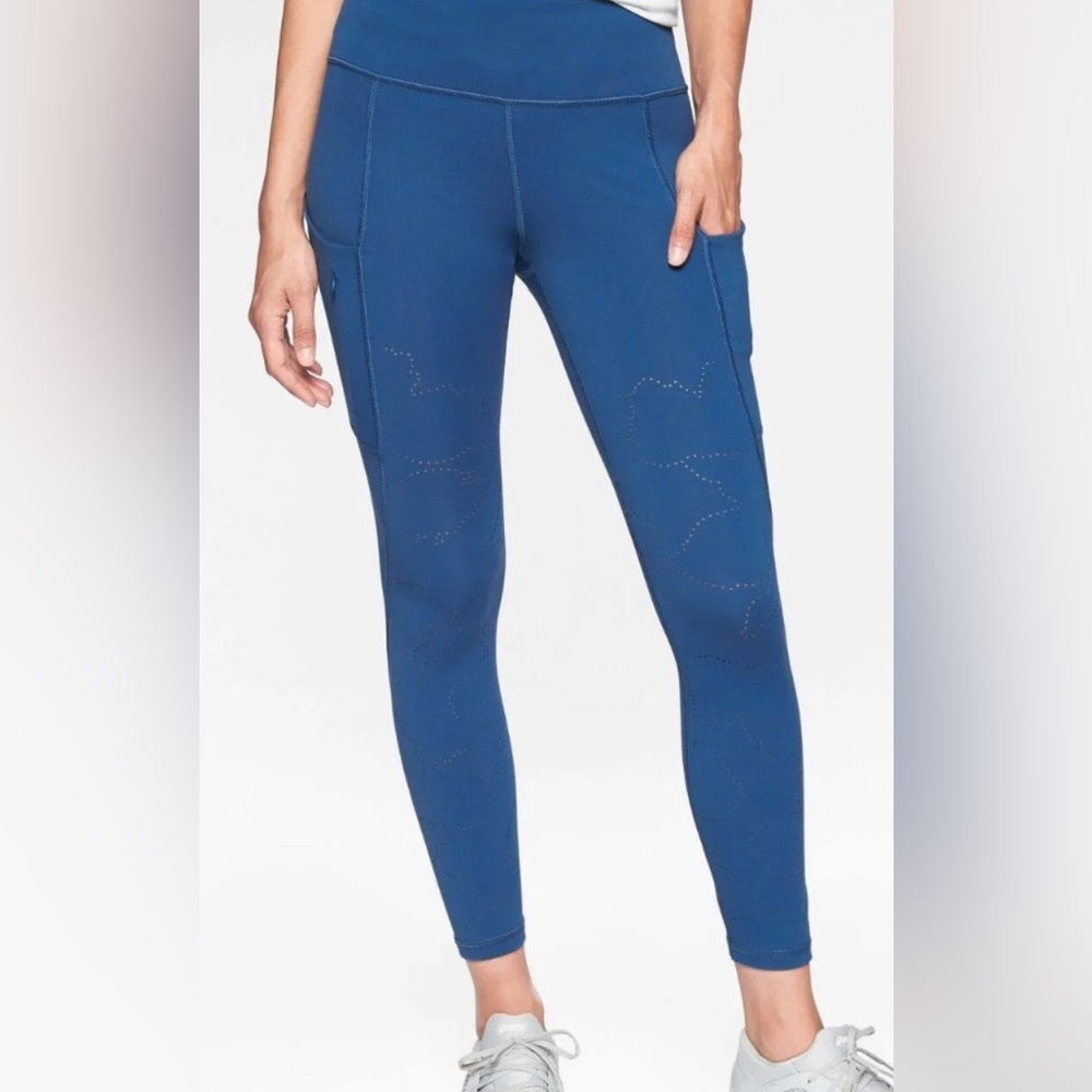 ATHLETA  ALL IN REACTION 7/8 TIGHT Medium Atlantis Blue